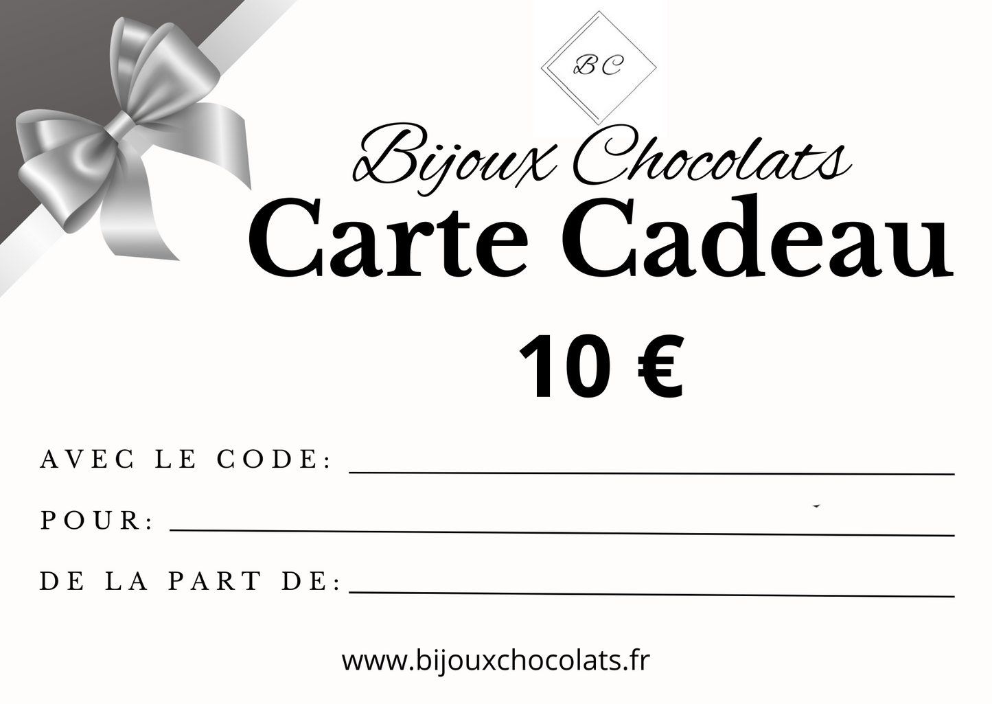 Cartes cadeaux Bijoux Chocolats