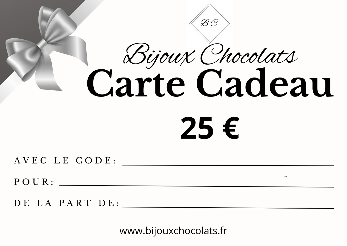 Cartes cadeaux Bijoux Chocolats