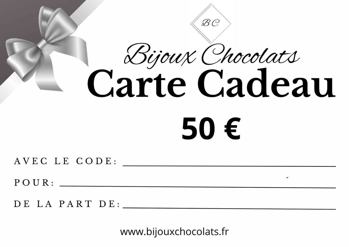 Cartes cadeaux Bijoux Chocolats
