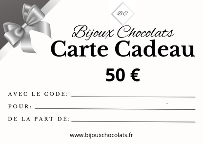Cartes cadeaux Bijoux Chocolats